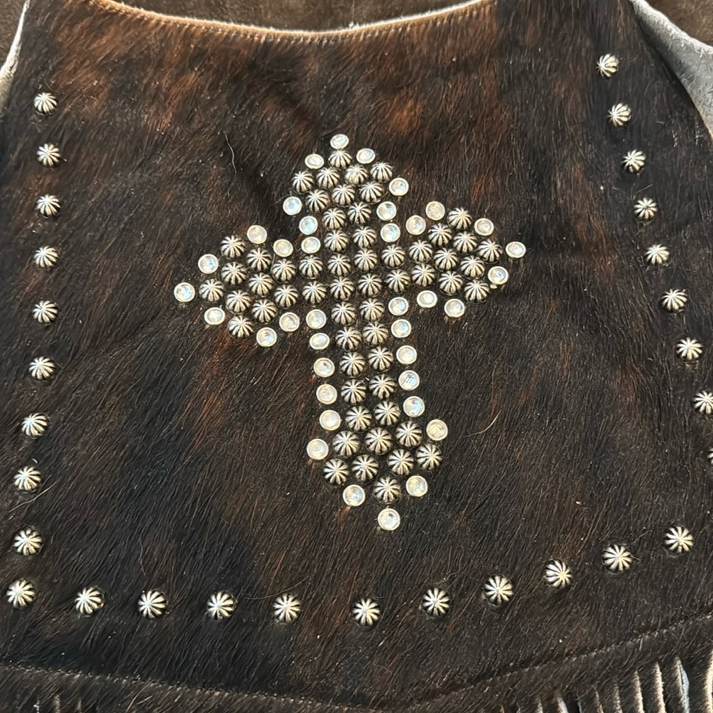 Leather and cowhide boho crossbody